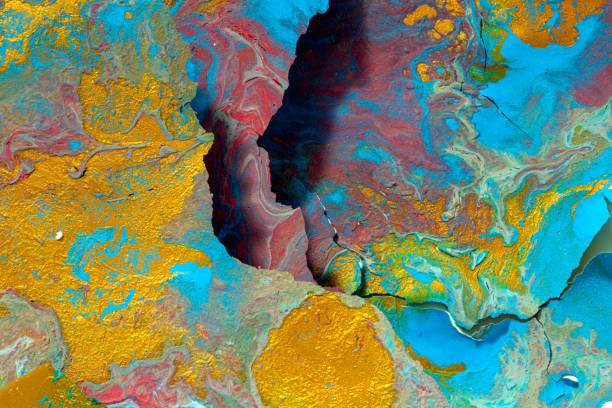istock Texture of colorful marbled acrylic paint dried 2171999921