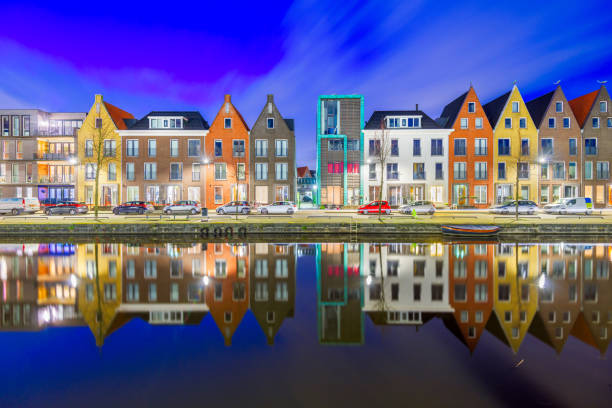 Amersfoort, Netherlands cityscape in the Vathorst district at twilight.