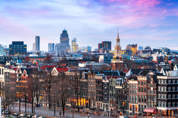 istock Amsterdam, Netherland Rooftop Cityscape at Dusk 2172000184