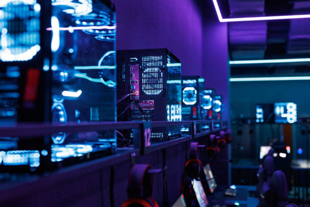 istock Professional gaming PC with a headset in the computer club for gamers. 2172003990