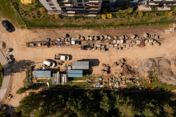istock Aerial View of a Construction Site with Materials and Equipment 2172005592