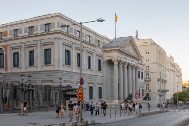 September 9, 2024: Madrid, Spain. The Congress of Deputies (Spanish: Congreso de los Diputados) is the lower house of the Cortes Generales, Spain's legislative branch, the upper house being the Senate. The Congress meets in the Palace of the Parliament (Palacio de las Cortes) in Madrid.