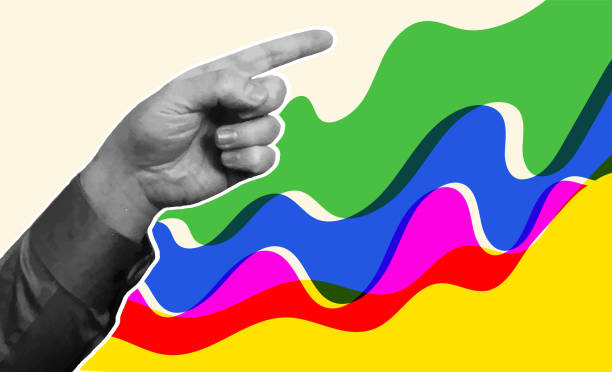 istock Collage style profit or growth finance and business sales increasing  chart concept with pointing human hand gesture 2172028892