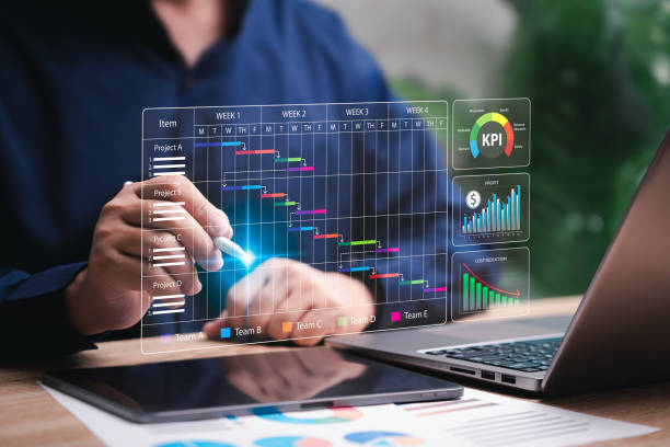 istock Project schedule and cost planning concept, Businessman analyze business data schedule before start work and plans long-term projects and cost plans, Makes KPI, profit, Target operations marketing 2172030116