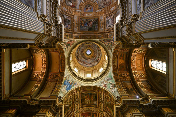 Rome, Italy - Aug 31, 2023: Interior of Basilica of Sant'Andrea della Valle in Rome, Italy.