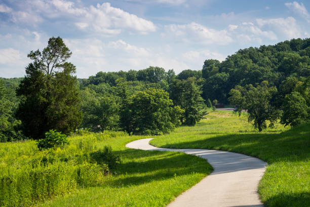 istock Paved walking trail at Valley Forge National Historic Park 2172036658