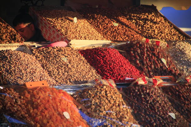 istock Dried fruits and nuts on a Marrakech market stall. 2172037832