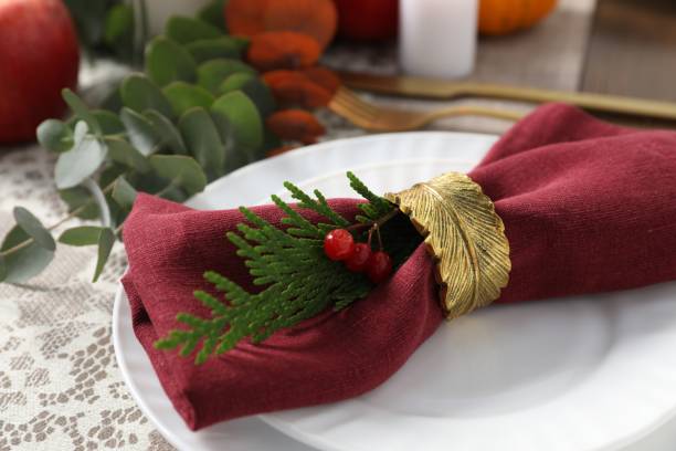 istock Beautiful autumn table setting with floral decor, closeup 2172040511