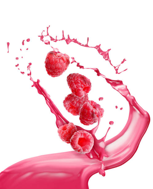 istock Raspberries with splashing juice isolated on white 2172040635