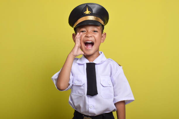 istock Asian boy Airplane pilot screaming with mouth wide open 2172044312