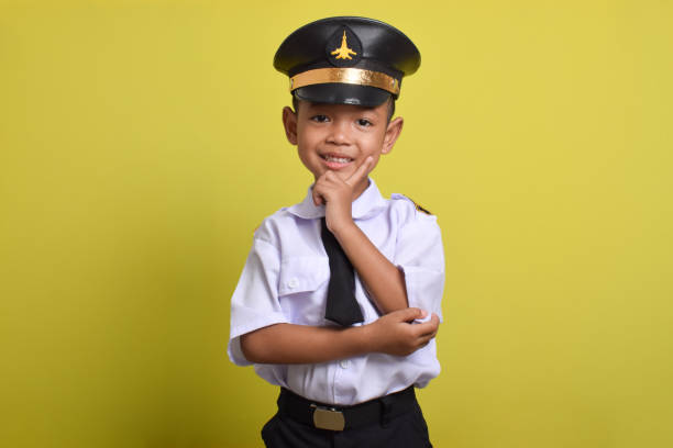 istock Little Asian boy Airplane pilot with cute pose and smile 2172044321