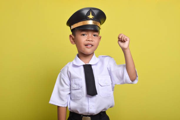 istock Asian boy Airplane pilot celebrating a victory in winner position 2172044333