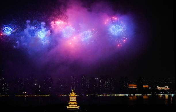 istock Beautiful firework in the dark sky 2172049289