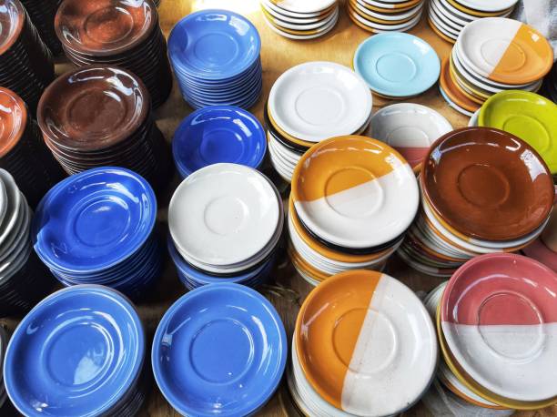 abstract close up background colorful small plates