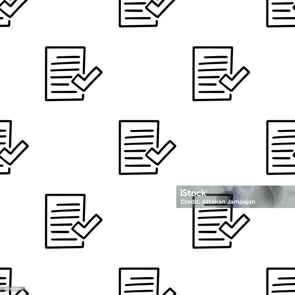 Cartoon Paper And Check Mark Seamless Patterns Vector Stock ...