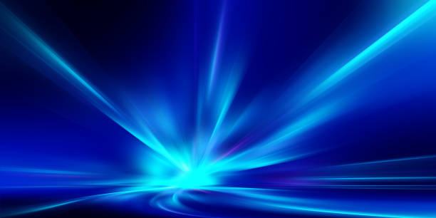istock Abstract futuristic background with glowing blue light effect. High speed. Hi-tech. Abstract technology background concept 2172060648