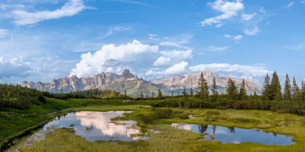 istock Dachstein mountains reflection from Mount Gerzkopf with a view of the big bishop's hat and Mount Dachstein 2172062128