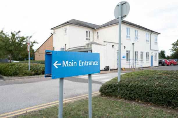 istock Large, typical NHS direction sign seen outside a hospital. 2172076388