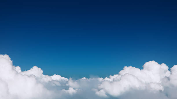Flying Above White Cumulus Clouds - Fluffy Cloudscape With Blue Sky And Copy Space - Travel, Environmental Conservation, Climate Change, Summer