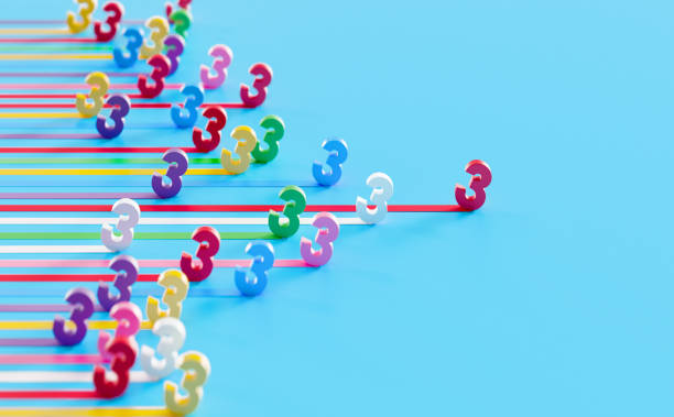 istock Colorful Number Threes On Blue Background - Leadership And Competition Concept 2172104833