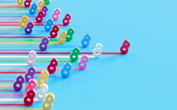 istock Colorful Number Eights On Blue Background - Leadership And Competition Concept 2172105036