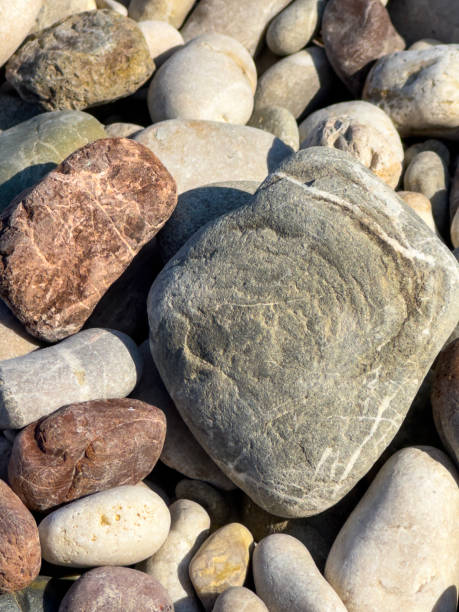 istock Natural pebbles stones, grey gravels beach background 2172109226