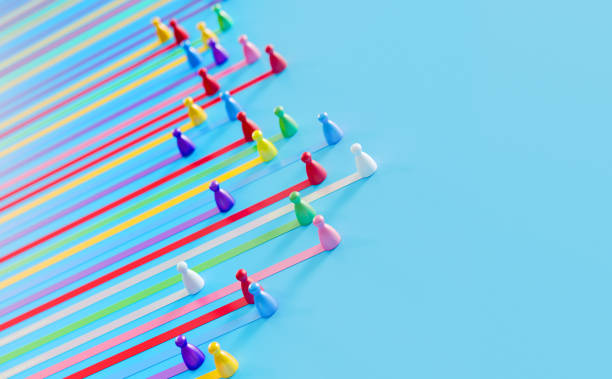 istock Colorful Pawns On Blue Background - Diversity Concept 2172109454