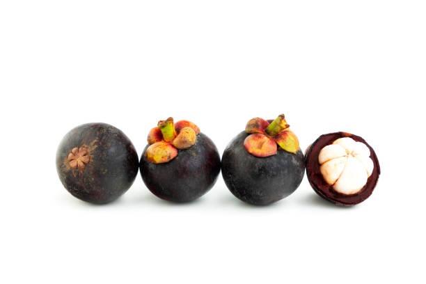 istock Mangosteen fruit isolated on white background, Ripe mangosteen fruit 2172109585