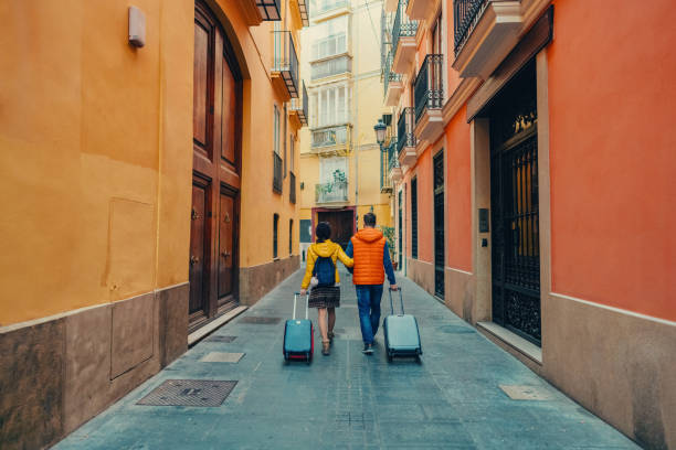 istock Couple with suitcases just arriving in Valencia 2172110903