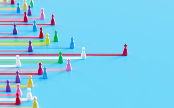 istock Colorful Pawns On Blue Background - Leadership And Teamwork Concept 2172111178
