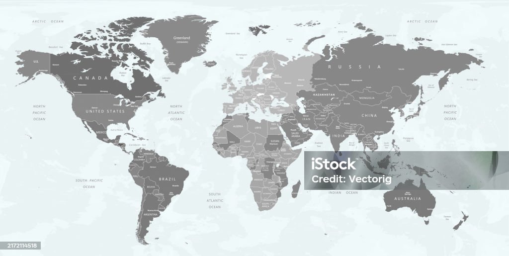 Highly Detailed World Map With Colorcoded Continents For Easy ...