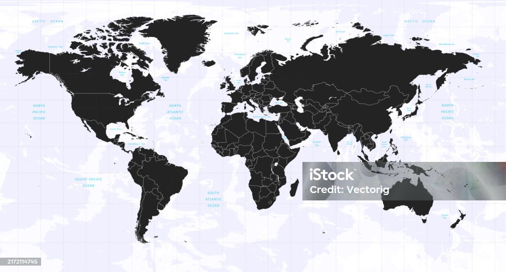 Highly Detailed World Map With Colorcoded Continents For Easy ...