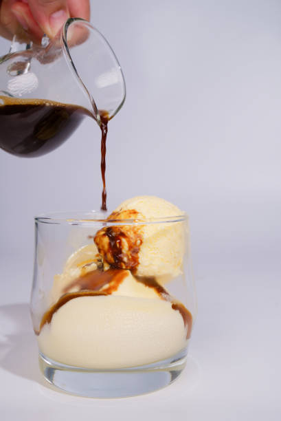 istock affogato, black coffee and ice cream, Italian style 2172133232
