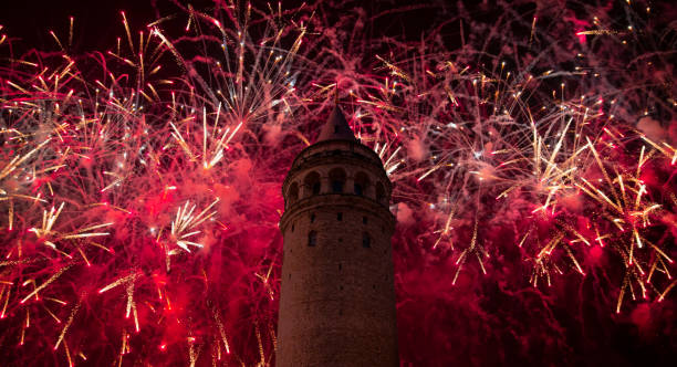 istock Galata tower with fireworks - istanbul, Turkey 2172146388
