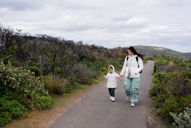 mother and son exploring nature together