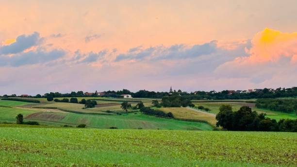 istock Sunset over the village 2172148884