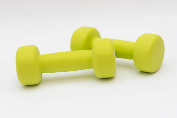 istock Green dumbbells 1 kg. isolated on white background. 2172153970