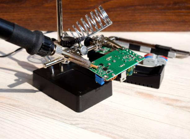 Soldering iron and lamp for illuminating the workplace. Soldering iron, power supply and lamp for working with electronics.