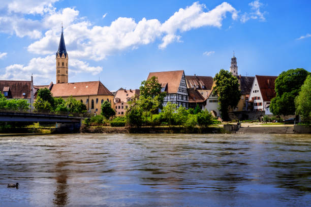 Waterfront of Lauingen (Bavaria, Germany)at the Danube river