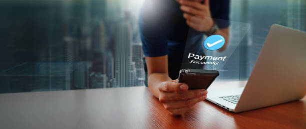 a successful digital payment through a mobile device. The screen shows a confirmation checkmark with 