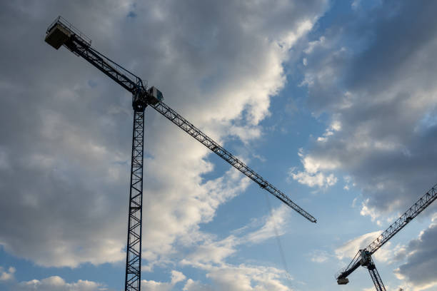 istock Close-up of cranes against the blue sky 2172182730