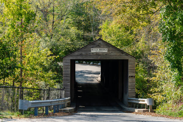 A Wooden Covered Bridge In Woodstock, Vermont, In The Fall