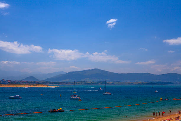 Santander, Spain - July 20, 2024: : Popular Los Peligros beach in Santader, Spain.