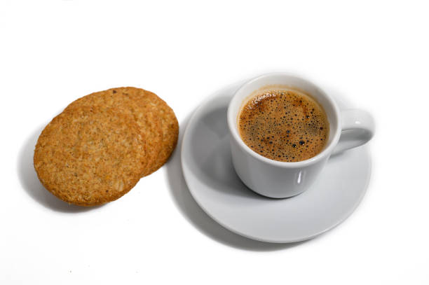 istock cup of turkish coffee with cookies on white background 2172209163