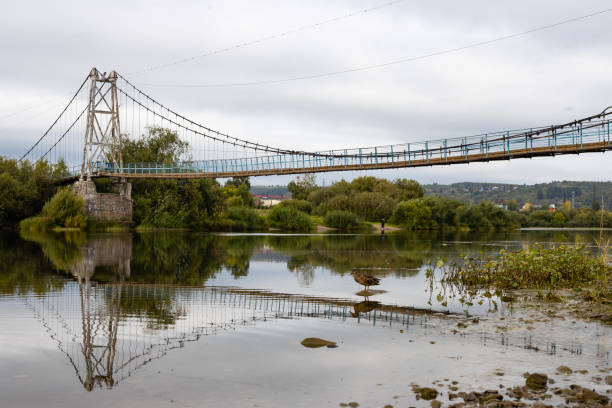 istock pedestrian rope bridge across the river 2172212354