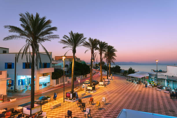 istock Seaside resort town at dusk 2172226989