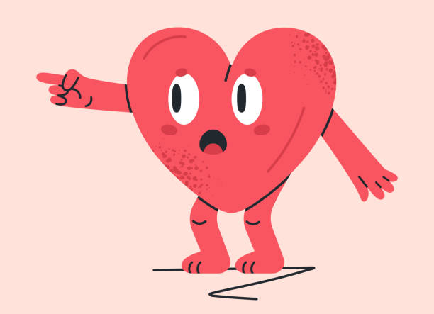 istock Heart shaped mascot. Comic heart shape with funny emotions, cute heart character flat vector illustration. Heart mascot with funny face 2172237070