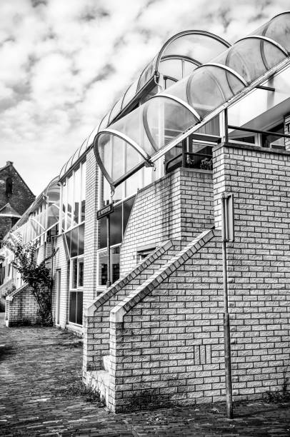 Schiedem, Netherlands - August 3, 2024: Mid-century modern architecture  Schiedam in the Netherlands