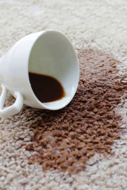 istock Coffee spilled on carpet, Coffee stain 2172243045