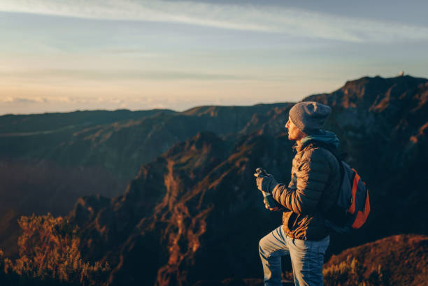 istock Hiker greeting the sun on Madeira island. 2172255409